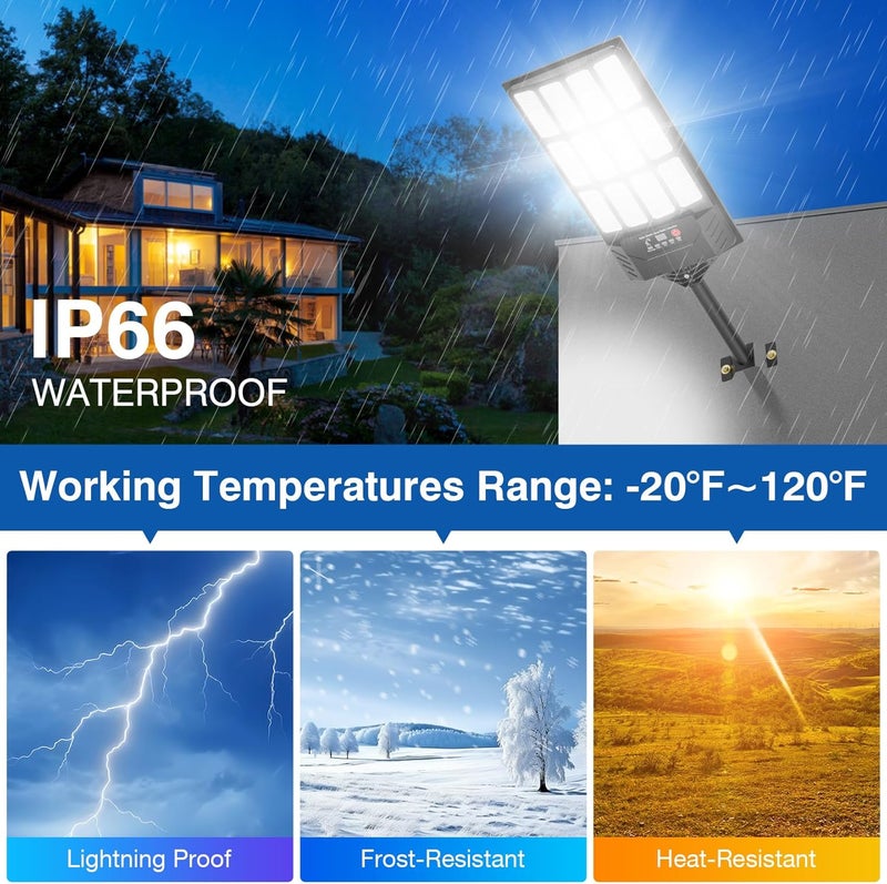 Heisolcool Solar Street Lights Outdoor Waterproof， Wide Angle Solar Flood Light, LED Parking Light with Motion Sensor and Remote Control, Suitable for Street, Parking lot-1PACK - Image 5